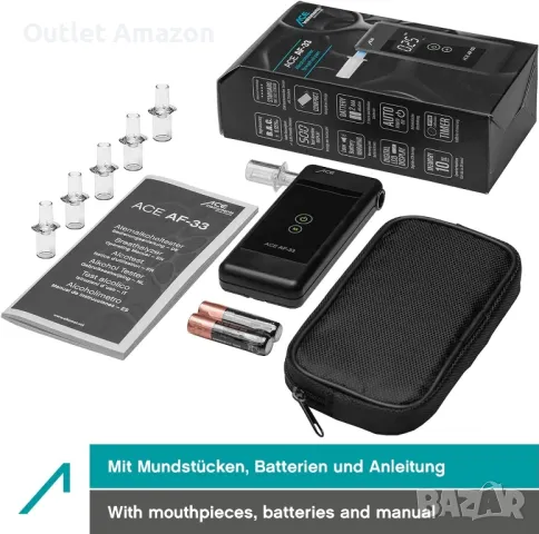 Алкотестер ACE AF-33, TU-Vienna Точност на измерване: 97,9% Полицейска точност

, снимка 5 - Аксесоари и консумативи - 49363173