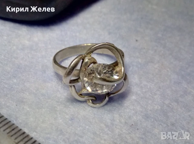 АЖУРЕН СКЪПОЦЕНЕН СРЕБЪРЕН ПРЪСТЕН СРЕБРО 925 с ПРЕКРАСЕН ЮВЕЛИРНО ФАСЕТИРАН ИСКРЯЩ ЦИРКОН 49338, снимка 2 - Пръстени - 50489445