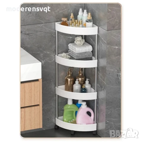 Ъглова етажерка с колелца за баня 4-етажна, снимка 4 - Други стоки за дома - 51059558