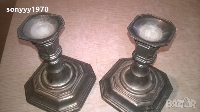 свещници сив/син цвят 2бр-внос франция-13х12х12см, снимка 10 - Колекции - 26693120