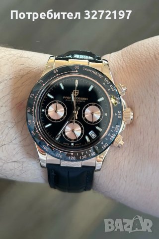 Кварцов часовник PAGANI DESIGN,сапфир,Seiko VK63 механизъм,авт.дата,хронограф,водоустойчив 100 м., снимка 7 - Мъжки - 43676685