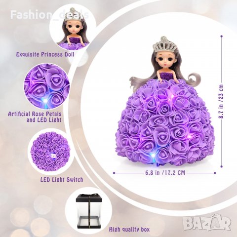 Нова принцеса кукла цвете лилава роза Подарък жена Свети Валентин 8 март , снимка 4 - Други - 39746269