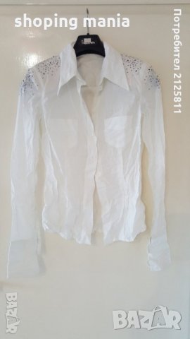 паус Pause бяла риза с камъни , снимка 1 - Ризи - 27422903