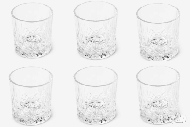 Комплект от деликатно стъкло,6 чаши и купа за лед с удобни щипки, снимка 4 - Чаши - 44876863