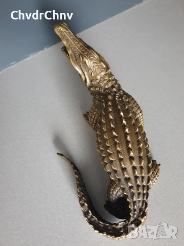 25см-3кг стара китайска статуетка/бронзова скулптура/малка фигура на крокодил-алигатор, снимка 3 - Статуетки - 52905730