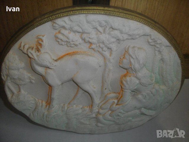 От СОЦА-Нова Българска/НРБ/ Гипсова Картина-Елипса-Пано/Декорация-220х170мм-Без Забележки, снимка 14 - Картини - 39814567