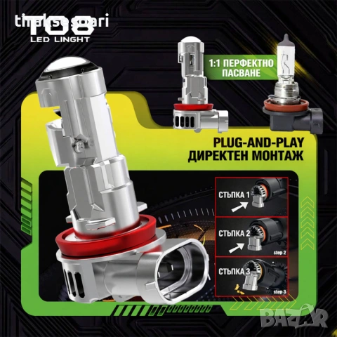 LED PROJECTOR Диодни крушки H4 240W 12V 350% светлина, крушки с лупи, снимка 4 - Аксесоари и консумативи - 53169968