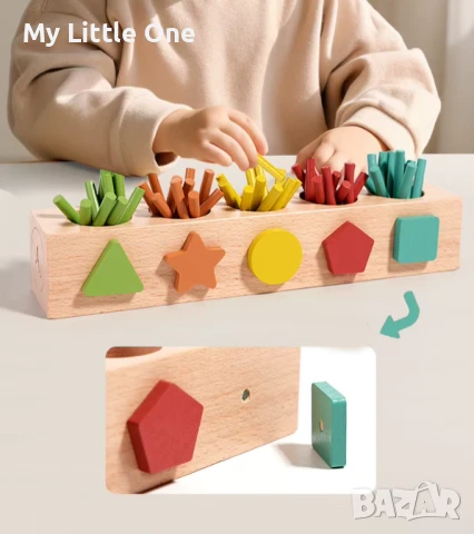 Монтесори математическа игра с цветни пръчици и дървени плочки, снимка 6 - Образователни игри - 50998342