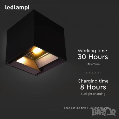 Соларна LED Градинска Лампа 9W 3в1 CCT Черна, снимка 6 - Соларни лампи - 50547394