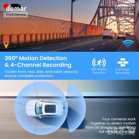 RexingUSA R4-RD 4-канален видеорегистратор, 1080p Full HD, 170° ъгъл, снимка 3 - Аксесоари и консумативи - 52709763