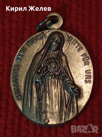 СТАРИННА ГЕРМАНСКА РЯДКА РИМОКАТОЛИЧЕСКА ПОСРЕБРЕНА НАГРЪДНА ИКОНКА ДВУСТРАННА 31254, снимка 4 - Антикварни и старинни предмети - 39677030