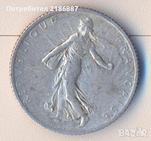 Франция стар сребърен франк 1915 година, снимка 2 - Нумизматика и бонистика - 38318711