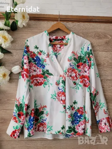 Блуза Zara цветя , снимка 6 - Блузи с дълъг ръкав и пуловери - 49908497
