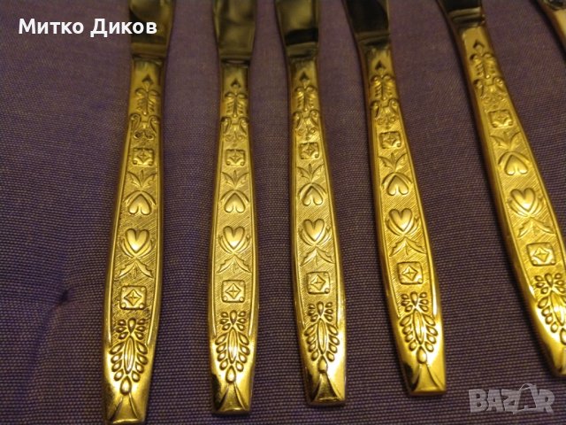 Herdmar Spigo Old Gold Stainless Steel -6 броя нови ножа позлатени гравирани -206мм, снимка 4 - Прибори за хранене, готвене и сервиране - 43733989
