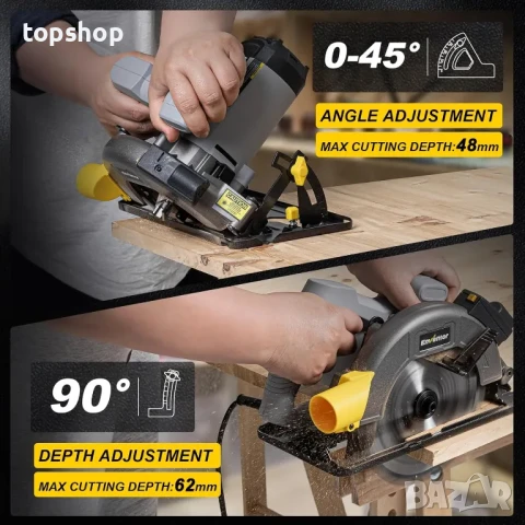 Чисто нов циркуляр ENVENTOR 1400 W, кабелен електрически циркуляр с лазерно управление, 6000 RPM..., снимка 5 - Гедорета - 50555679