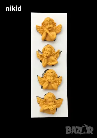 4 пози малък ангел подпрян силиконов молд форма фондан шоколад смола гипс декор 