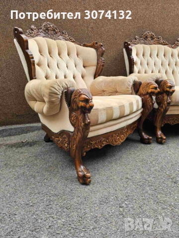 Холна гарнитура с дървореза, снимка 5 - Дивани и мека мебел - 53500221