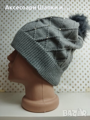 Дамска плетена шапка - мпш38, снимка 3 - Шапки - 43302146