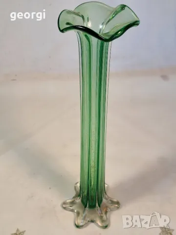 стъклена ваза зелено стъкло 25/3, снимка 3 - Вази - 50111144