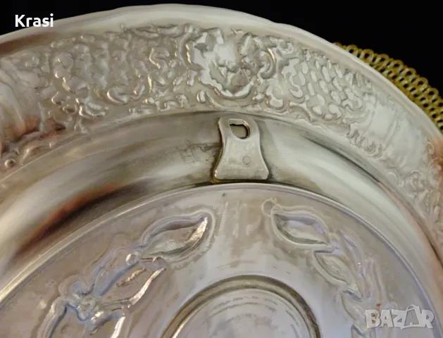 Калаена чиния,пано,калаена сватба,1 кг.,31 см.,гравиране. , снимка 9 - Антикварни и старинни предмети - 47496759