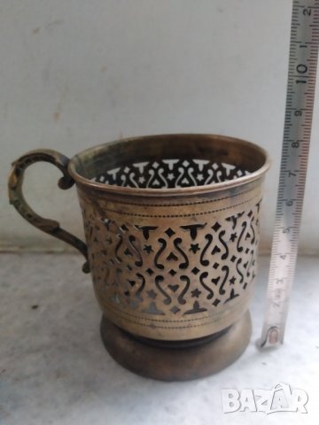 четири месингови подстакана арт деко, снимка 2 - Други ценни предмети - 37651385