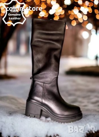 Ботуши на ток - черна ЕСТЕСТВЕНА кожа - BKR1