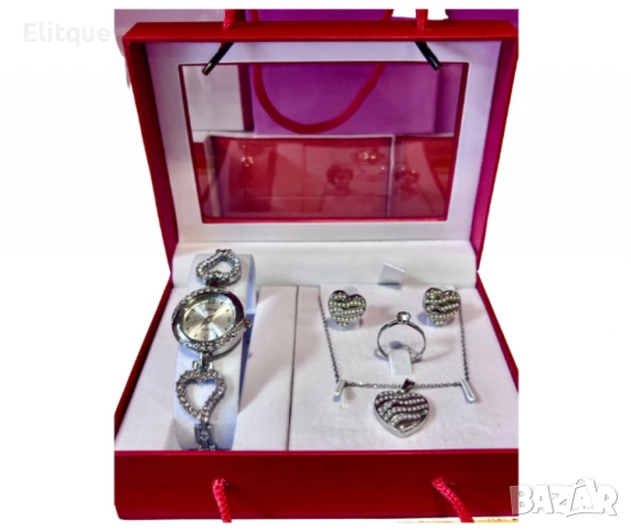 Луксозен дамски комплект часовник с бижута 4в1, идеалният подарък за изискани дами, снимка 3 - Бижутерийни комплекти - 52596649