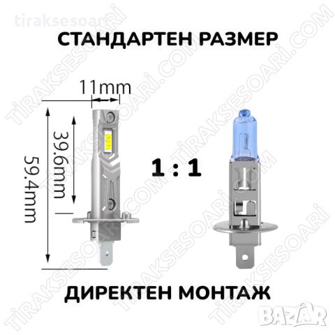 2024 Модел 200W LED Диодни крушки H1 12V 300% Светлина Директен Монтаж, снимка 2 - Аксесоари и консумативи - 44909225