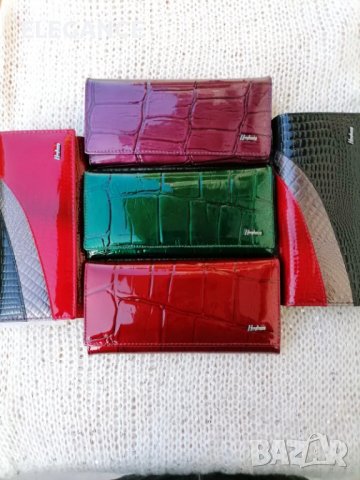 Лачено дамско портмоне от естествена кожа  с вътрешен монетник, снимка 6 - Портфейли, портмонета - 37930623