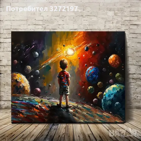 Картина на платно с дървена рамка -Космос,30x40 см., снимка 2 - Картини - 48463859