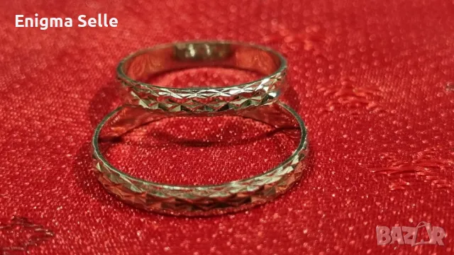 Комплект сребърни брачни халки , снимка 2 - Пръстени - 50353446