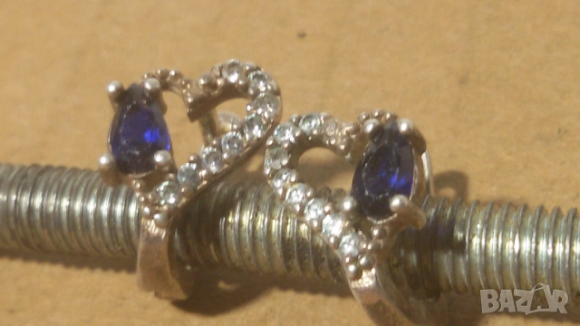Две сребърни обици 925 със сини камъни, снимка 6 - Обеци - 51509846