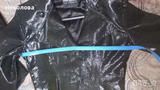 Ефектно черно кожено яке с уникален принт — стил и характер!, снимка 6 - Якета - 48213408