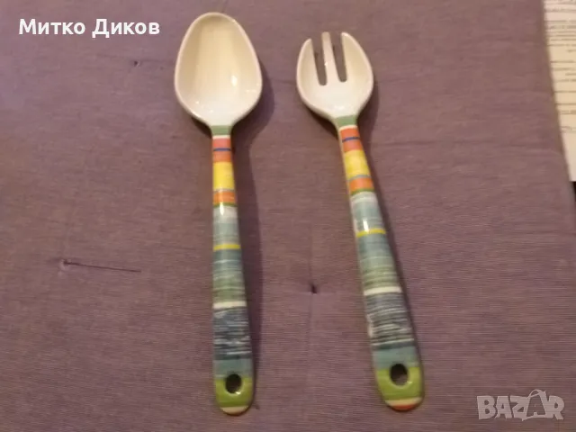 Комплект бамбукови прибори за хранене или сервиране-за закачане има 25 и 24см