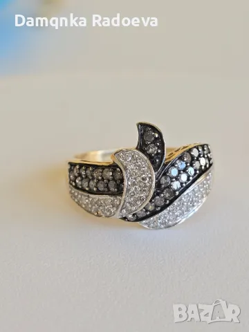 Златен пръстен със 77 Диаманта 14 карата 585, снимка 15 - Пръстени - 50296052