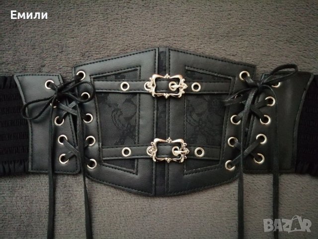Корсет колан от еко кожа с дантела, връзки и катарами , снимка 14 - Корсети, бюстиета, топове - 38912009