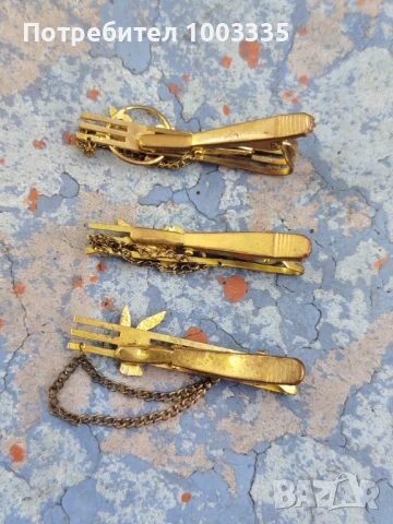 Три позлатени игли за вратовръзка , снимка 2 - Антикварни и старинни предмети - 51118833