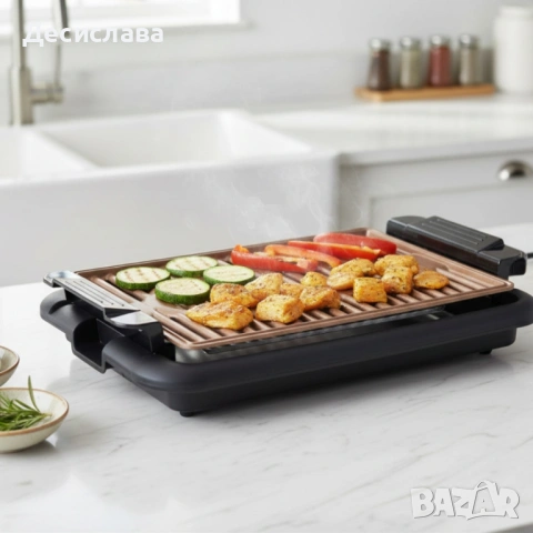 Бездимна скара Oliver Voltz OV51015N – 1200W, незалепваща плоча 37.8×25 см, снимка 3 - Скари - 53021445