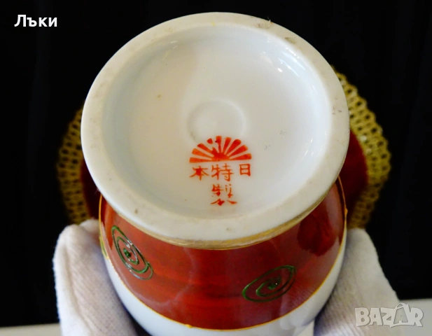 Ваза Satsuma,японски костен порцелан,злато. , снимка 8 - Антикварни и старинни предмети - 53066775