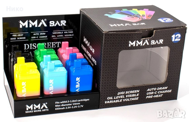  Дискретен вейп за картомайзер с масла MMA BAR mod, снимка 3 - Вейп без пълнители - 44873292