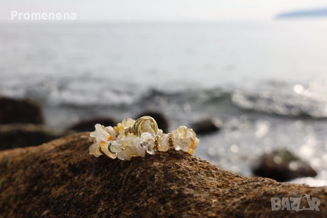 Комплект Гривна от естествени кристали и пръстен, снимка 18 - Гривни - 47622272