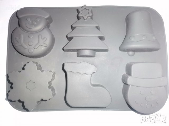 6 Големи Коледни фигурки елха ботуш дълбок силиконов молд форма фондан гипс сапун шоколад декор