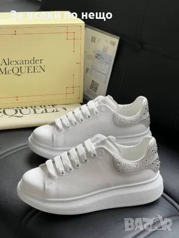 Alexander McQueen Дамски Бели Маратонки С Кристали👟Дамски Спортни Обувки С Камъни Код E183