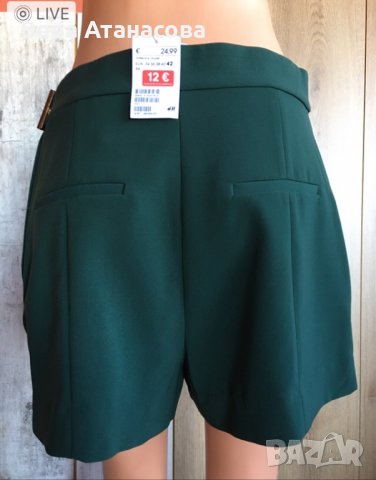 🍀🧚🏻‍♀️Hm,къси панталонки с висока талия в петролено зелен цвят с дълбоко дъно,л размер👉14 лв.👜, снимка 2 - Къси панталони и бермуди - 32974211
