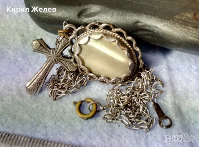 Старинно СРЕБЪРНО КОЛИЕ СРЕБЪРЕН КРЪСТ и СЕДЕФЕН СРЕБЪРЕН ПЕНДАНТ СРЕБРО 925 ВЕРИЖКА 950 ПРОБА 49838, снимка 14 - Антикварни и старинни предмети - 49274629