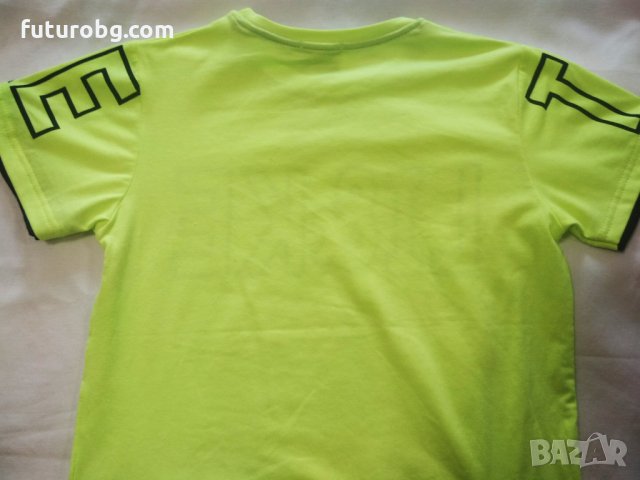 Електриковозелена тениска за момче с надпис щампа, снимка 5 - Детски тениски и потници - 32429460