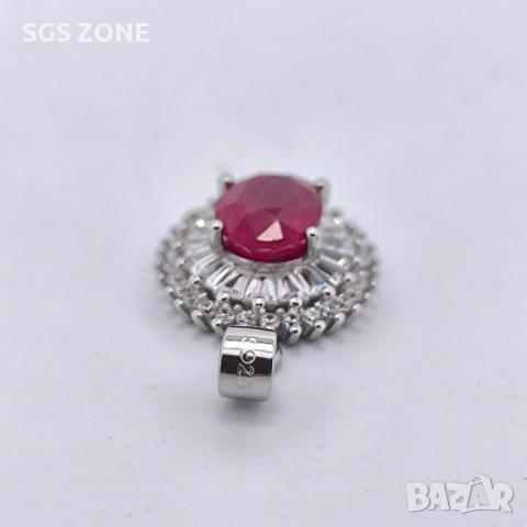 сребърни обеци с рубин, снимка 9 - Обеци - 51760016