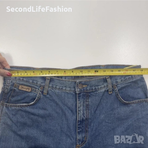 Мъжки сини прави дънки Wrangler Texas, размер W38 L30, снимка 4 - Дънки - 53020106