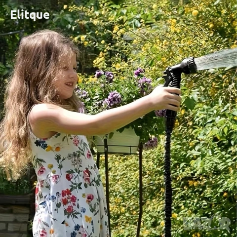 Гъвкав разтеглив градински маркуч 30м – Пълен комплект с пистолет (7 функции) и конектори на едро , снимка 8 - Други инструменти - 53401843