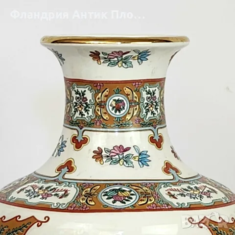 	 Азиатска порцеланова ваза "Картоиграчи" , снимка 5 - Вази - 32433029